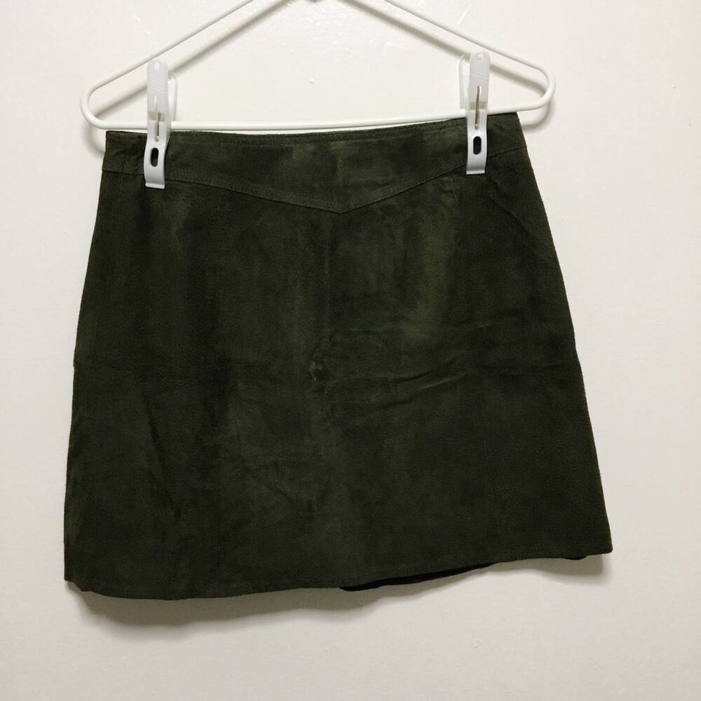 Zara Green Suede Zip Mini Skirt